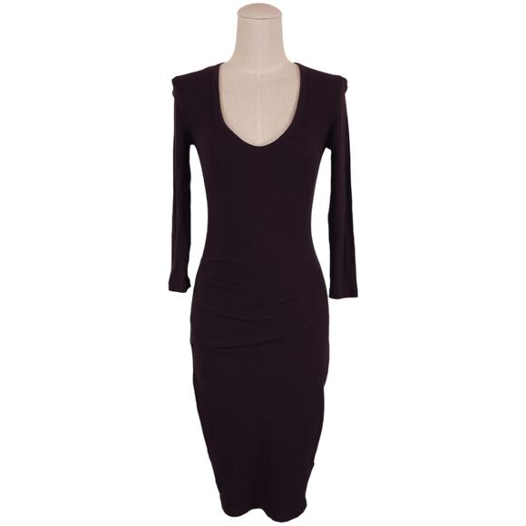 James Perse Ruched Dress Dark Purple Wine Sz 0 - Picture 1 of 8